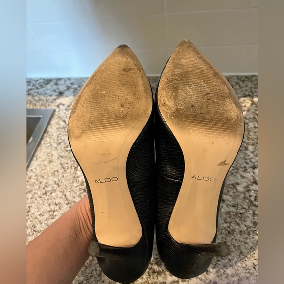 ALDO Black Pointy Faux Snakeskin Heels - Picture 8 of 9